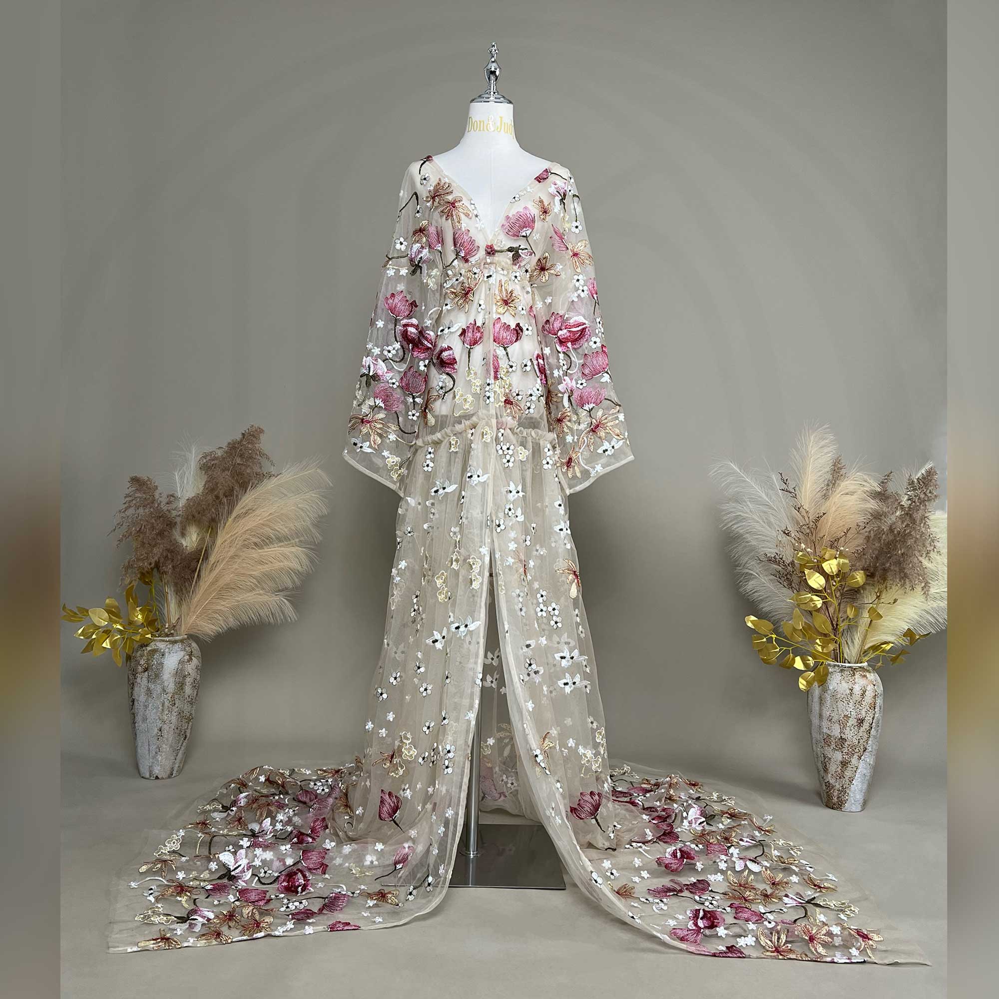 Don&Judy Butterfly Appliqués a - مراجعة Kimono Sheer Floral وسعره
