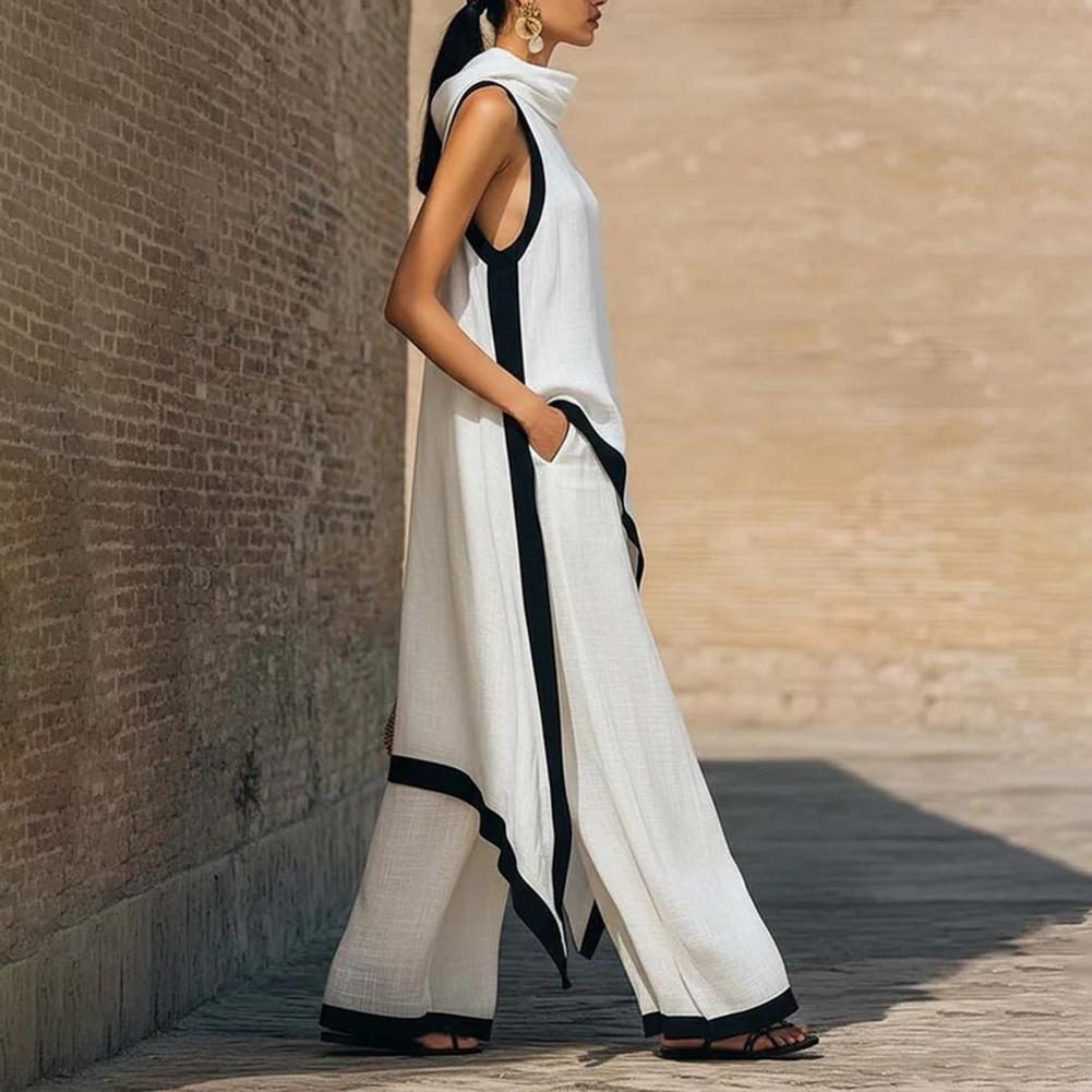 Women Color Block Cotton Linen - مراجعة Linen Pant Wide وسعره