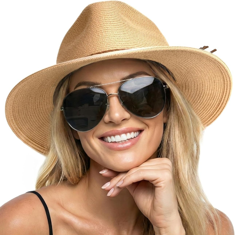 1pc Summer Straw Beach Sun Hat - مراجعة Hat Floppy Wide وسعره