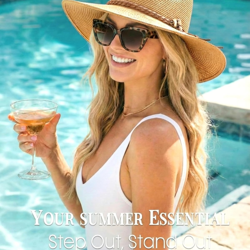 1pc Summer Straw Beach Sun Hat - مراجعة Hat Floppy Wide وسعره