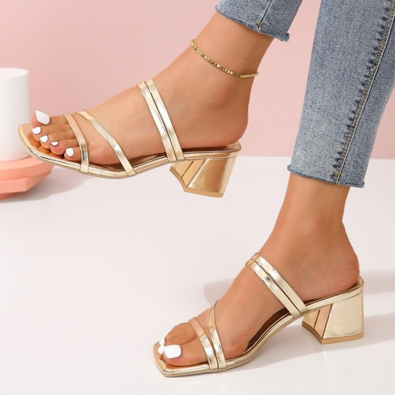 Women's Mules Open Square Toe  - مراجعة Sandal Strappy Heeled وسعره