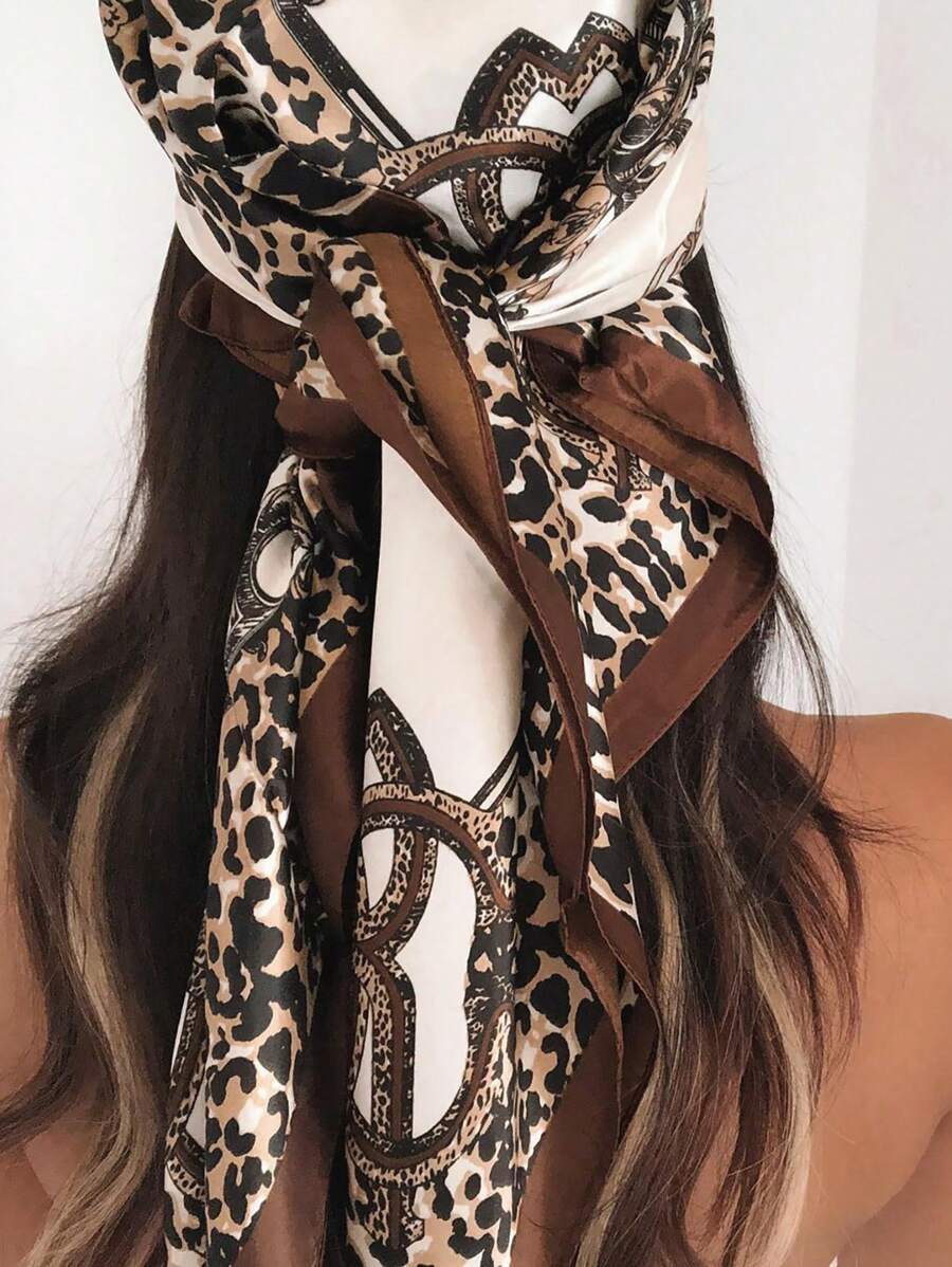 1pc Leopard Print Chain & Flor - مراجعة Headband Summer Knit وسعره