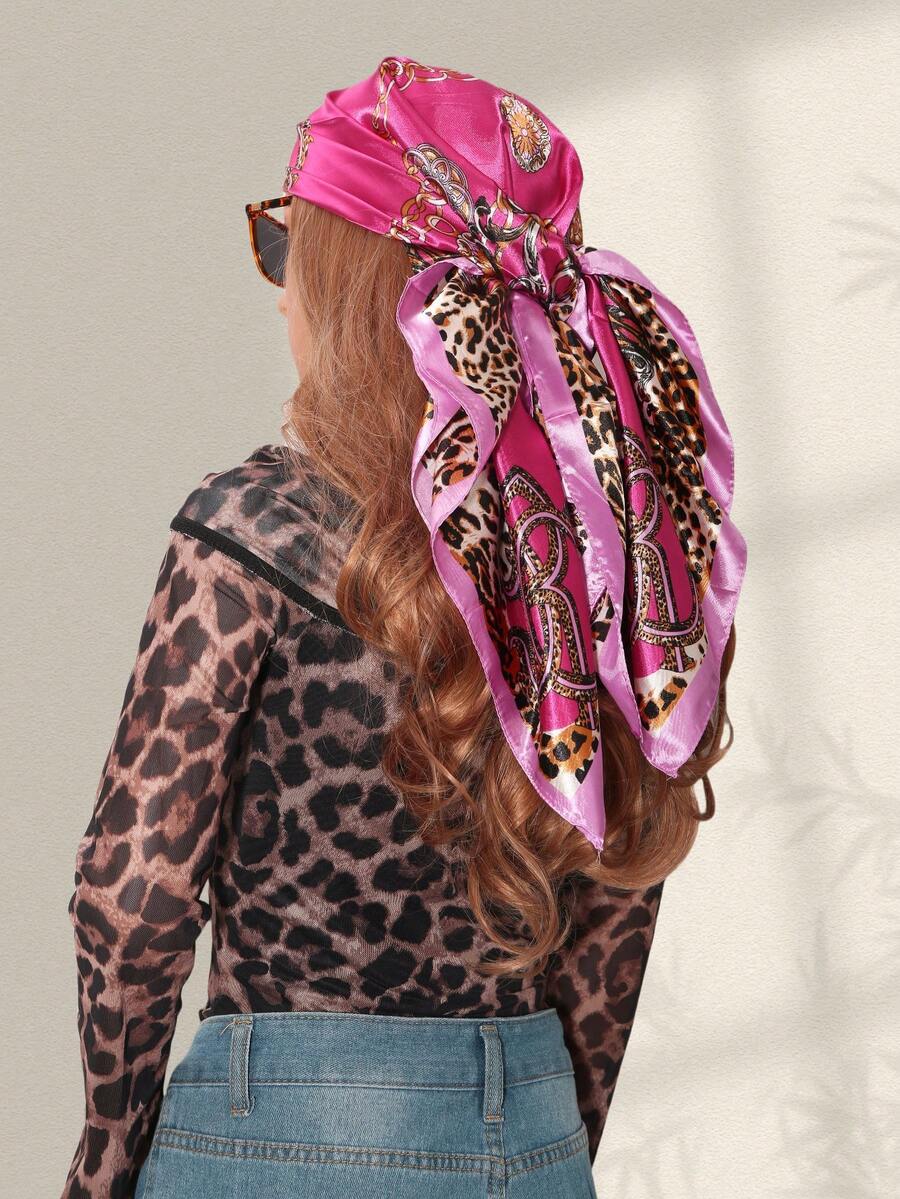 1pc Leopard Print Chain & Flor - مراجعة Headband Summer Knit وسعره