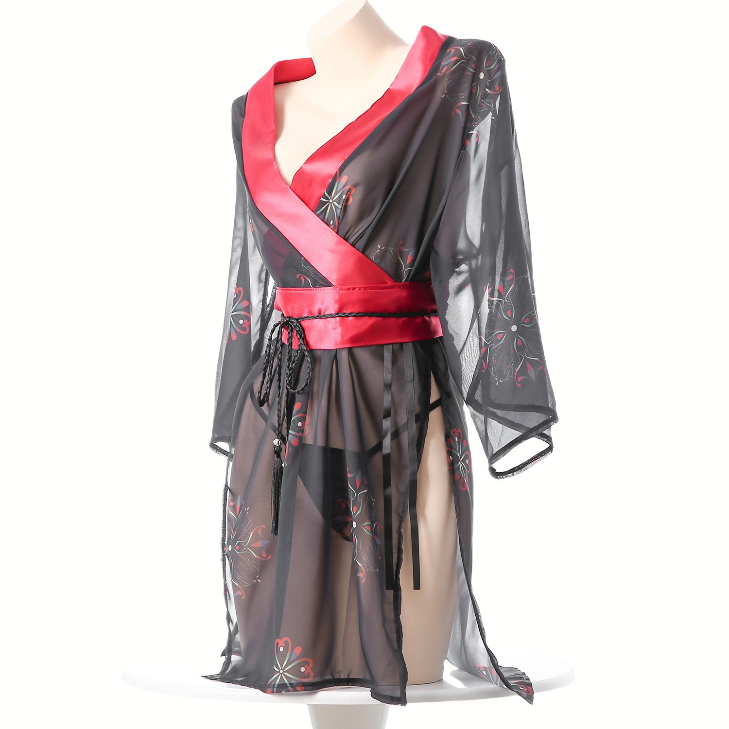 Women's Black Sheer Mesh Japan - مراجعة Kimono Sheer Floral وسعره
