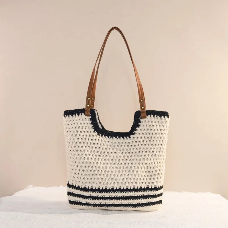 Women's large-capacity hand-wo - مراجعة Tote Bag Beach وسعره
