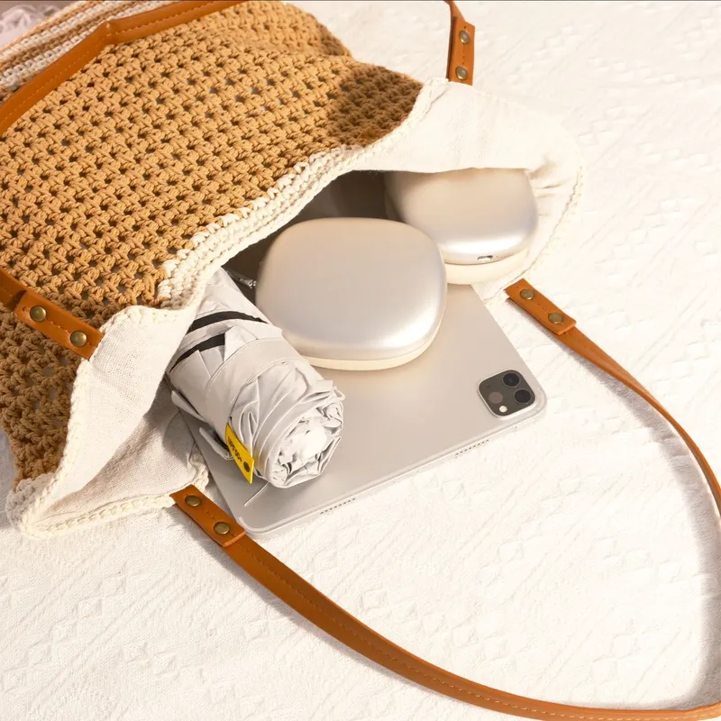 Women's large-capacity hand-wo - مراجعة Tote Bag Beach وسعره