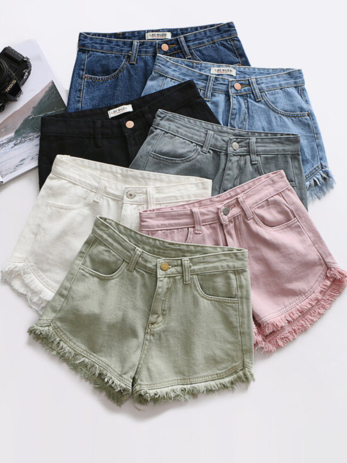 Women's High Waist Denim Short - مراجعة Shorts Denim Frayed وسعره
