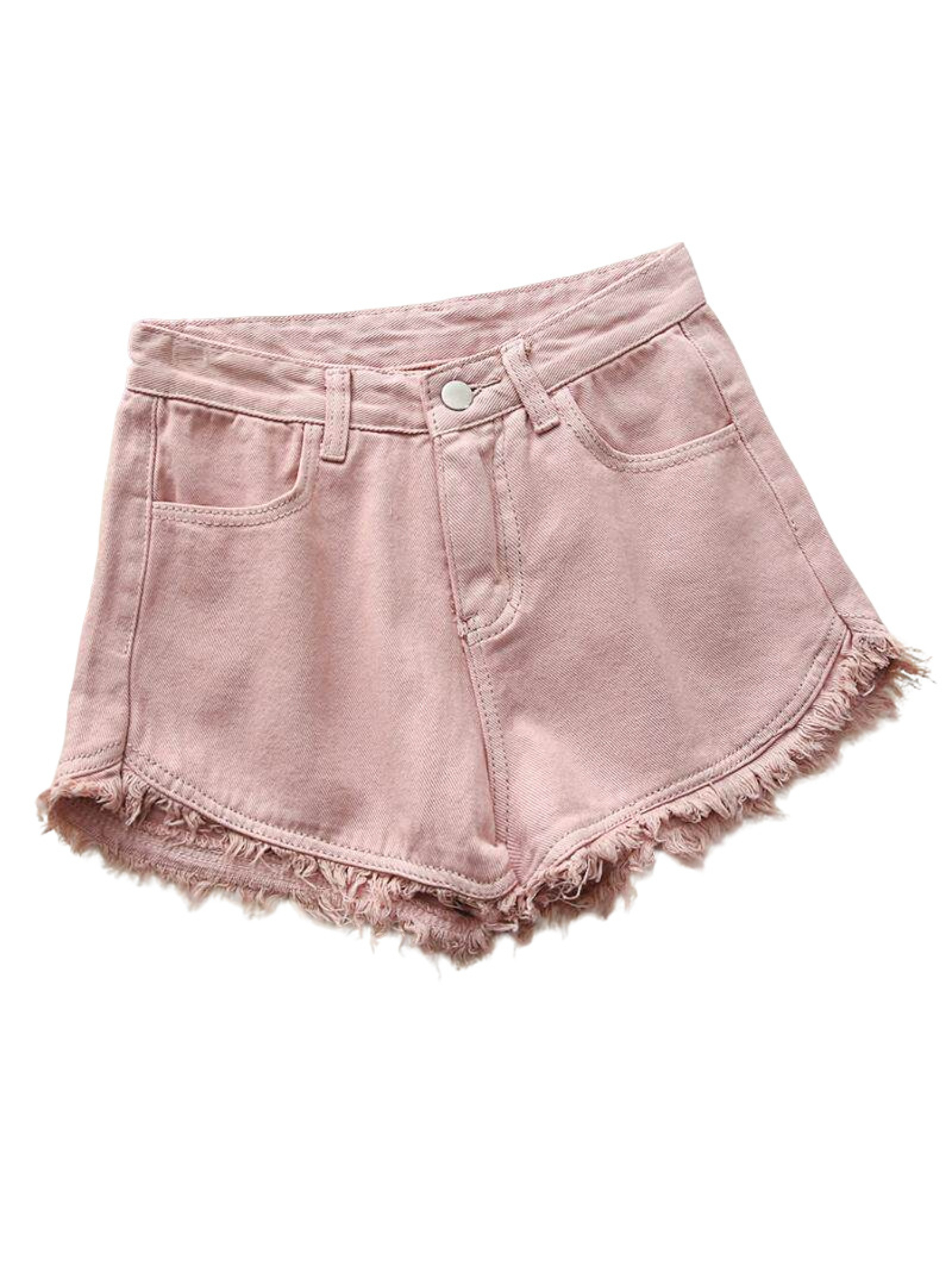 Women's High Waist Denim Short - مراجعة Shorts Denim Frayed وسعره