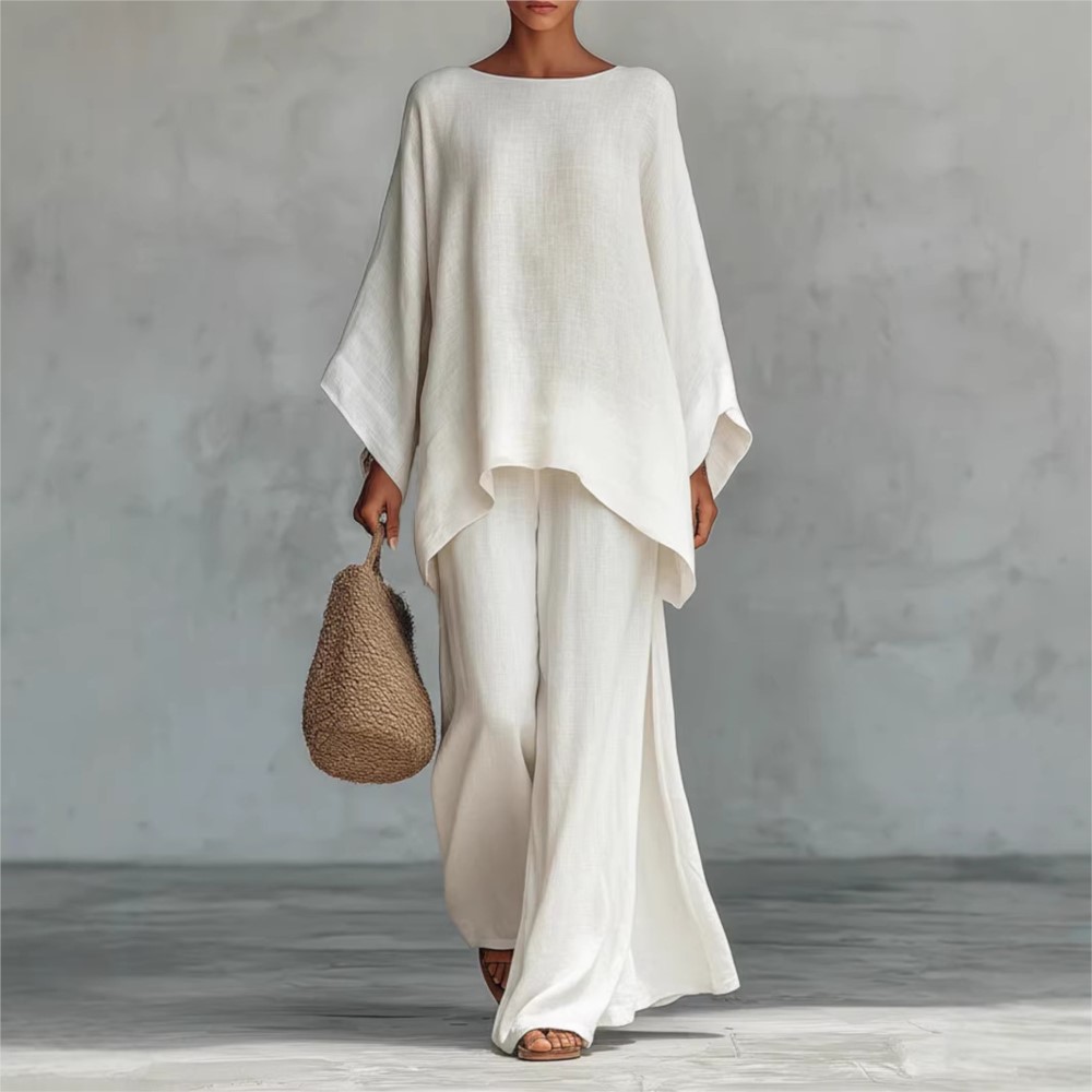 Fashion Linen Loose Long-sleev - مراجعة Linen Pant Wide وسعره