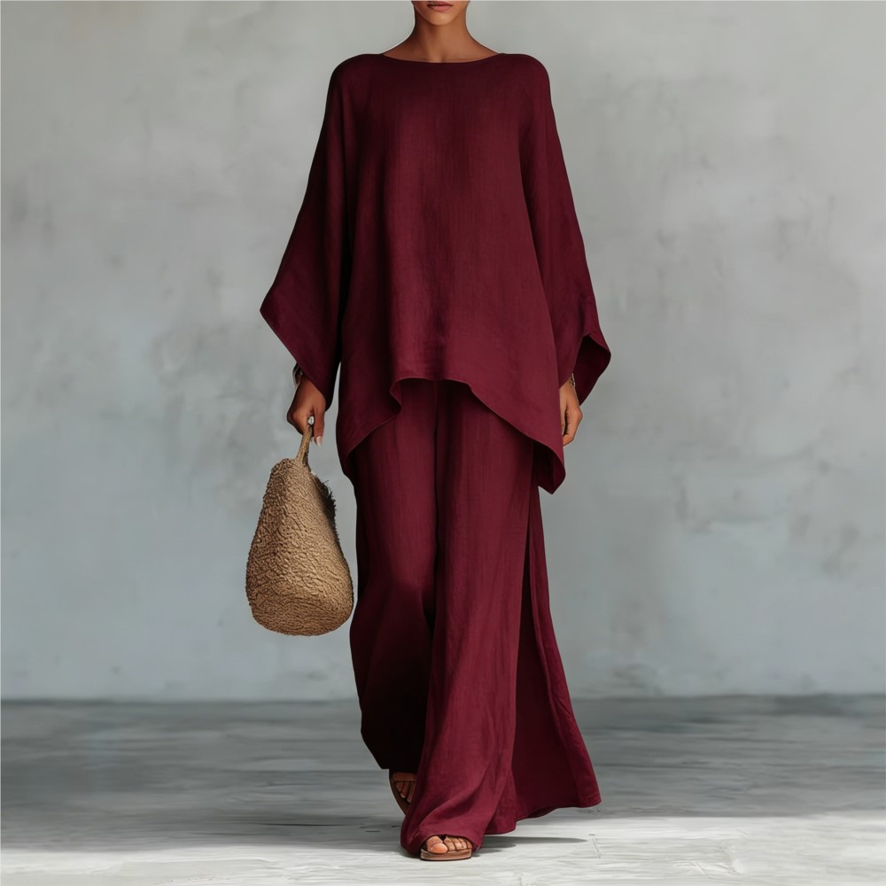 Fashion Linen Loose Long-sleev - مراجعة Linen Pant Wide وسعره