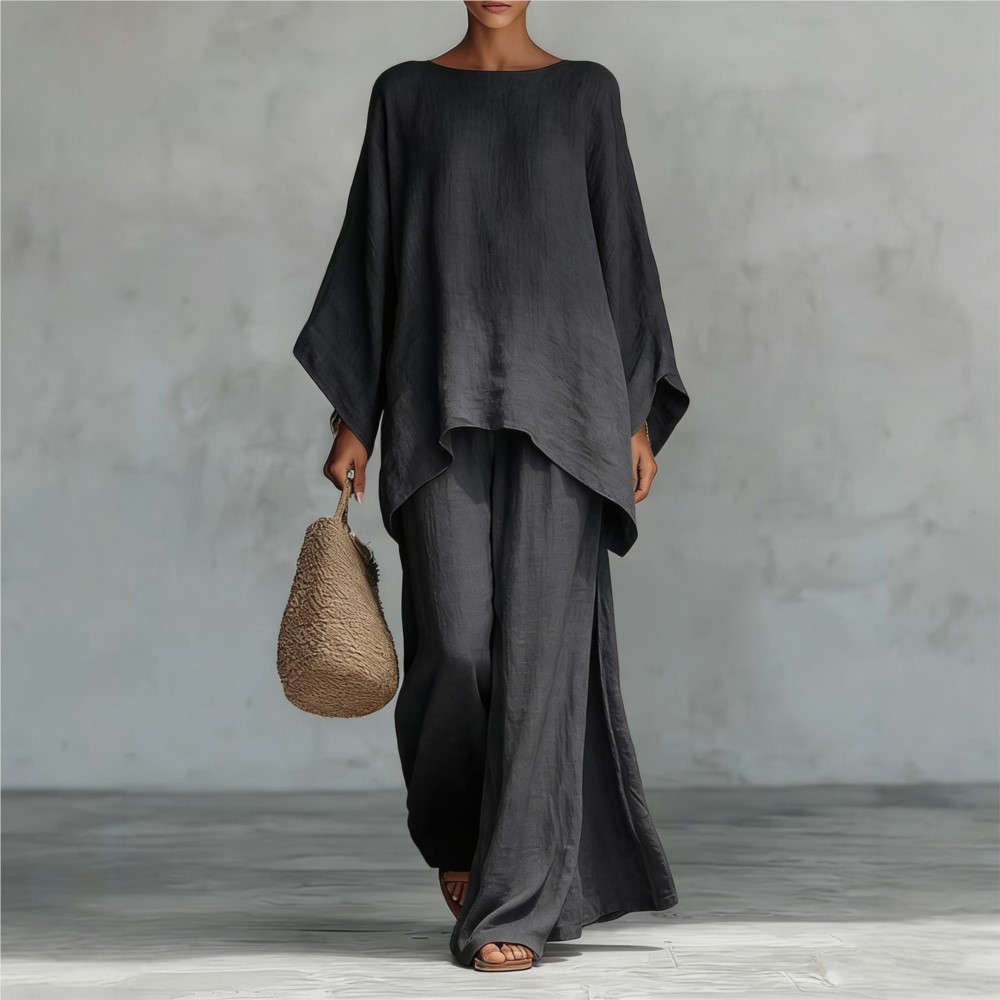 Fashion Linen Loose Long-sleev - مراجعة Linen Pant Wide وسعره