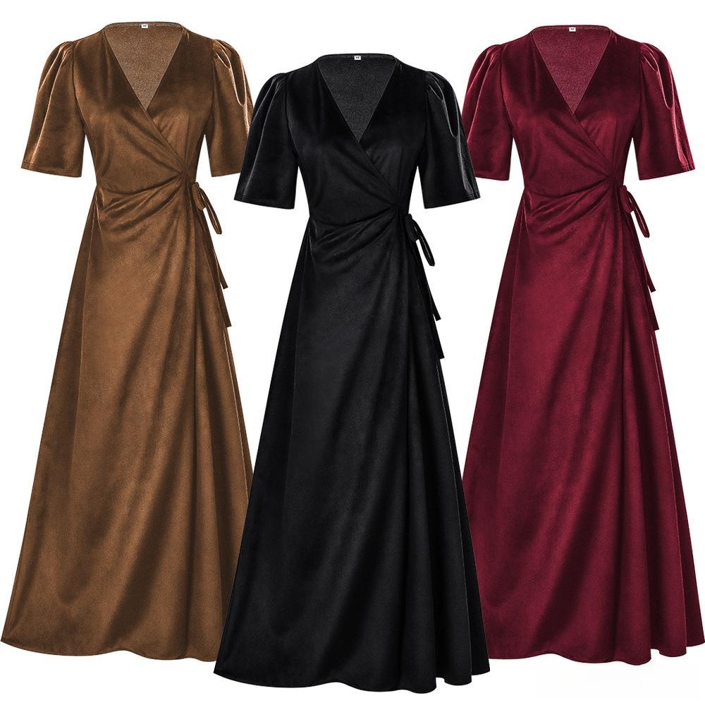 Ladies Long V-Neck Wrap Slim P - مراجعة Linen Dress Wrap وسعره
