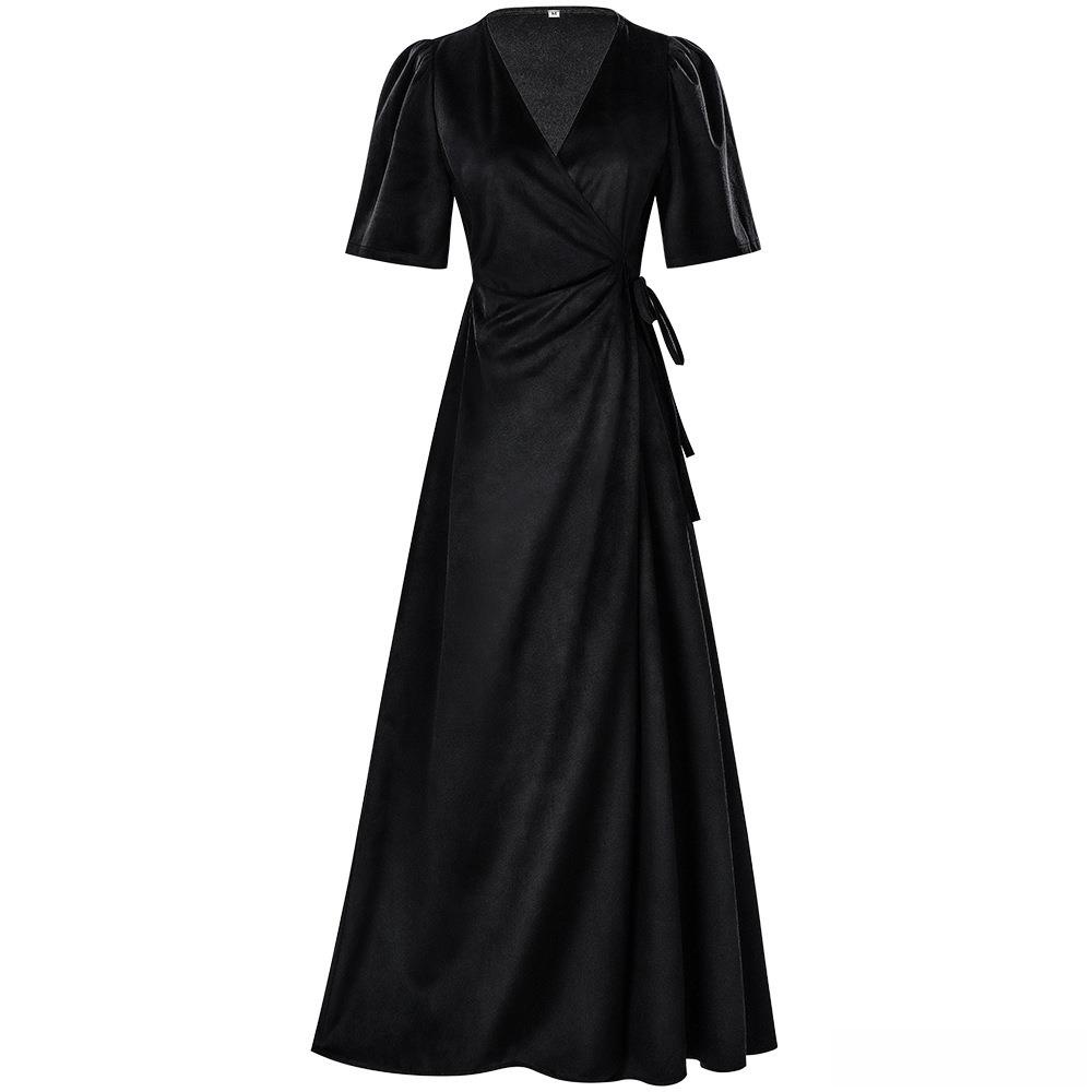 Ladies Long V-Neck Wrap Slim P - مراجعة Linen Dress Wrap وسعره