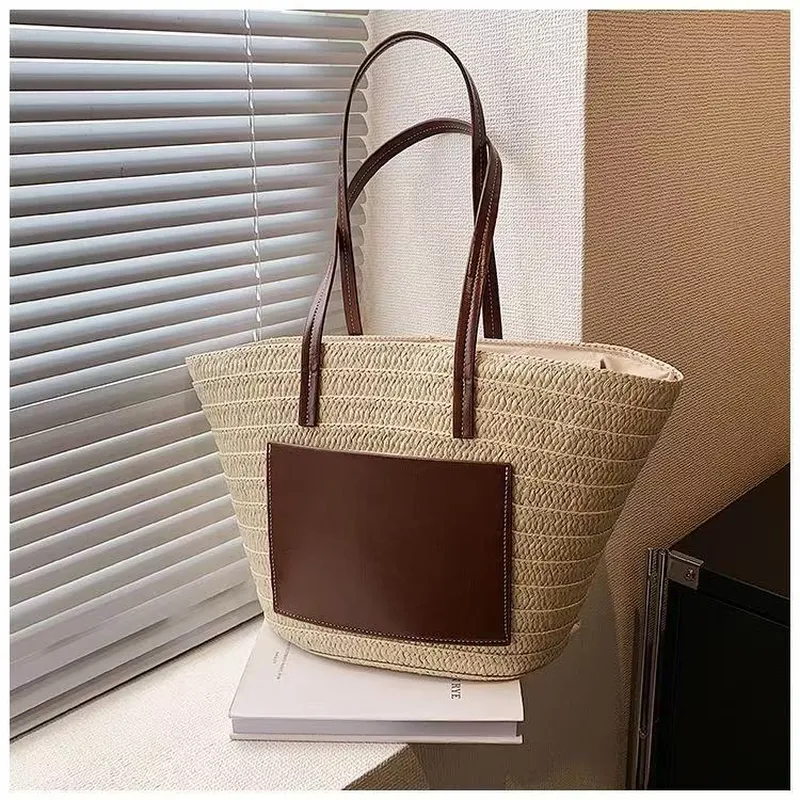 Straw hand-woven tote bag larg - مراجعة Tote Bag Beach وسعره