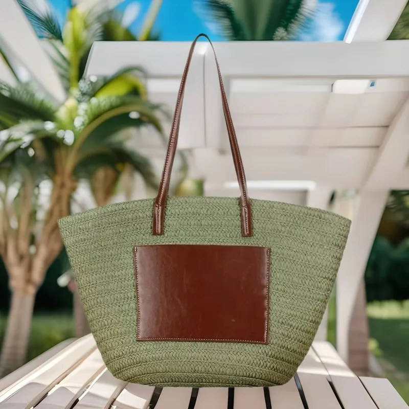 Straw hand-woven tote bag larg - مراجعة Tote Bag Beach وسعره