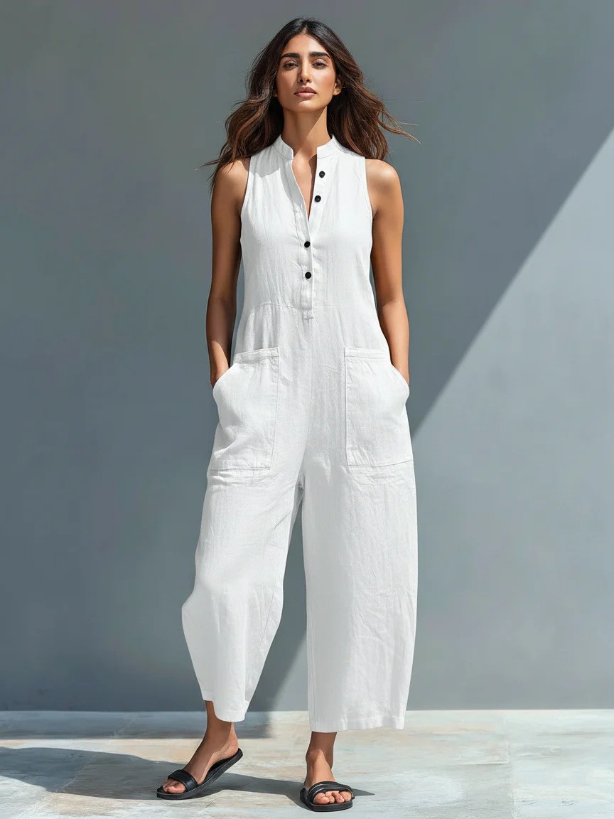 Summer Women's Clothing Sleeve - مراجعة Jumpsuit Linen Relaxed وسعره