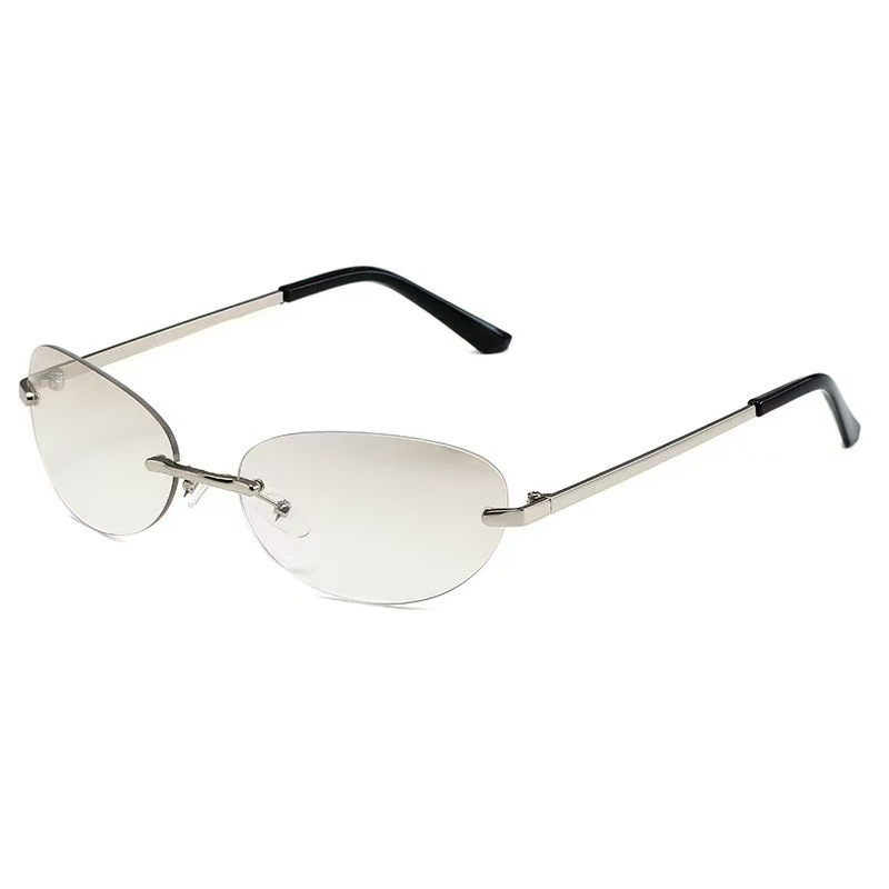 Rimless  Oval Sun Glasses for  - مراجعة Sunglasses Cat Eye وسعره