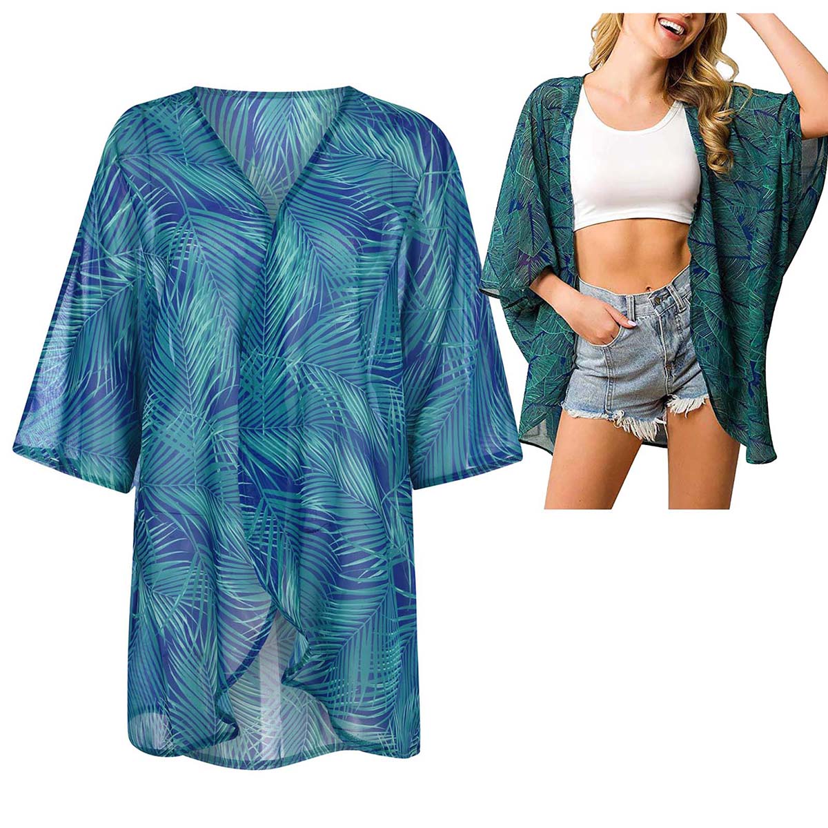Women's Loose Sheer Chiffon Ki - مراجعة Kimono Sheer Floral وسعره
