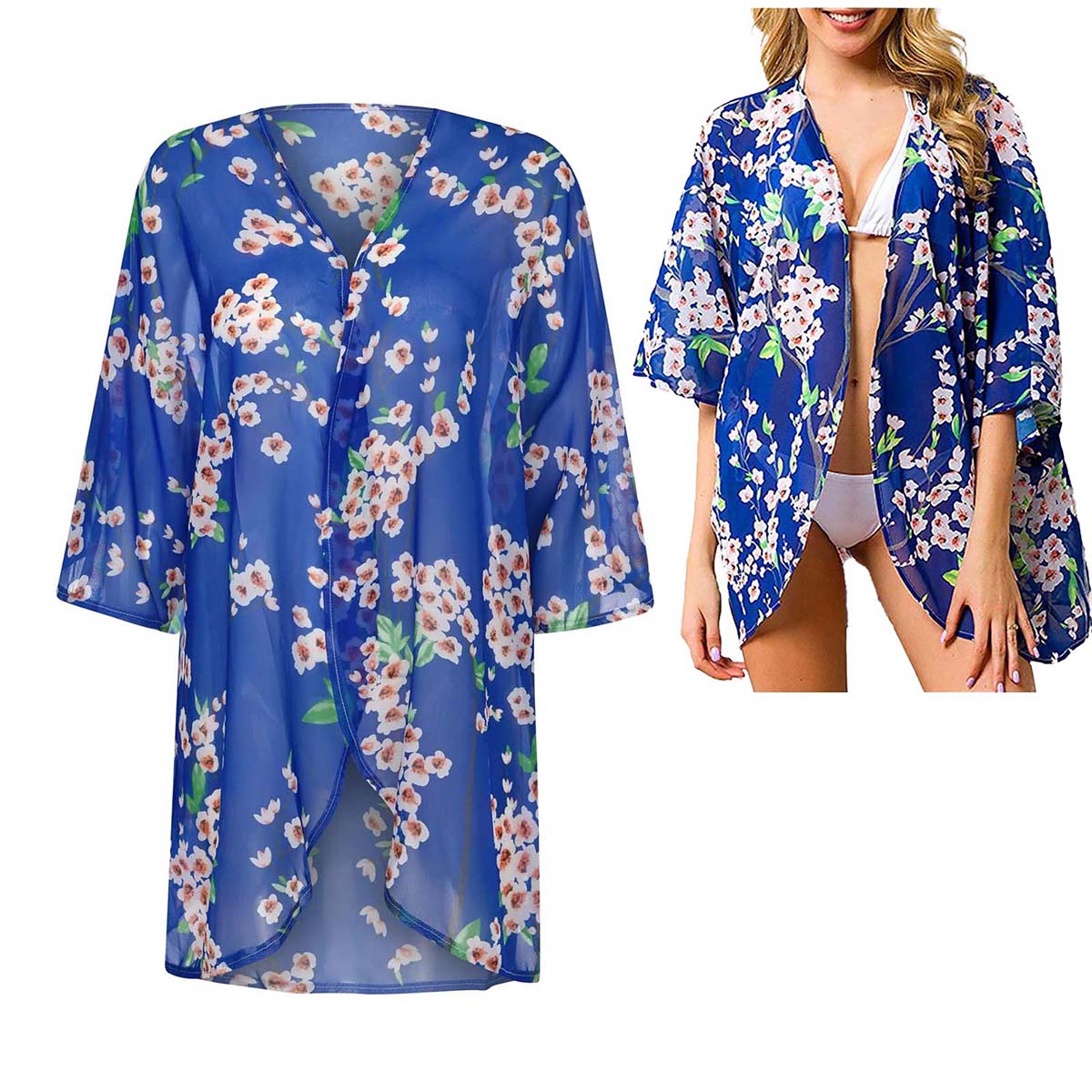 Women's Loose Sheer Chiffon Ki - مراجعة Kimono Sheer Floral وسعره