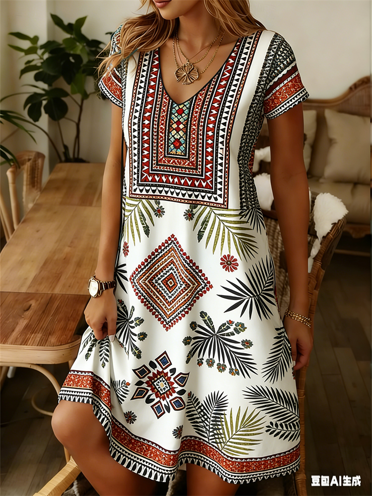 Ethnic Style Women Dress Summe - مراجعة Romper Floral Print وسعره