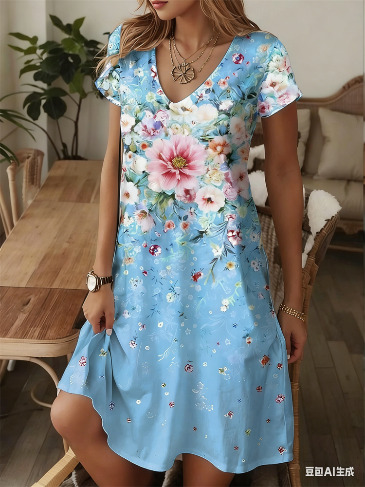 Ethnic Style Women Dress Summe - مراجعة Romper Floral Print وسعره