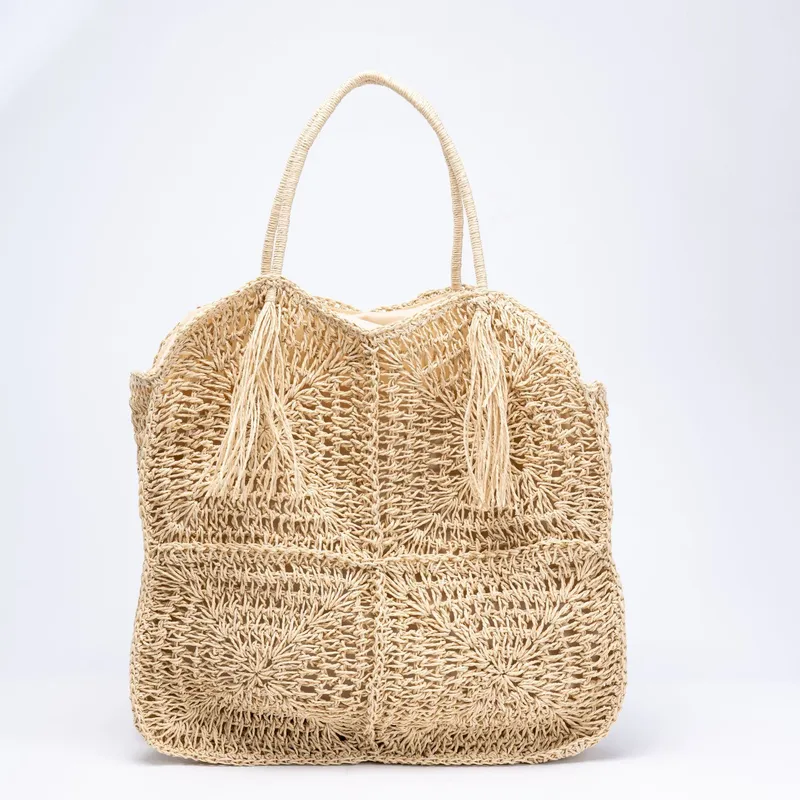 Straw Handwoven Tote Bag with  - مراجعة Tote Bag Beach وسعره