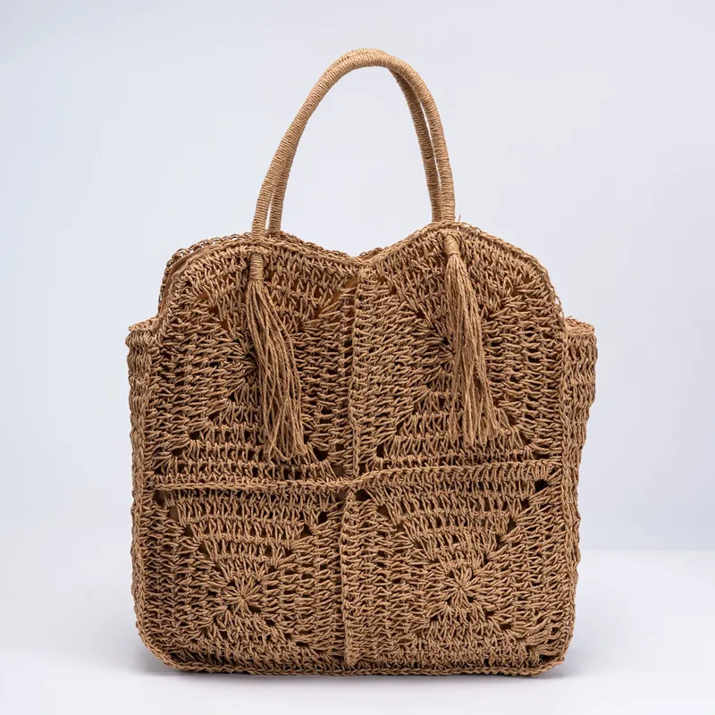 Straw Handwoven Tote Bag with  - مراجعة Tote Bag Beach وسعره