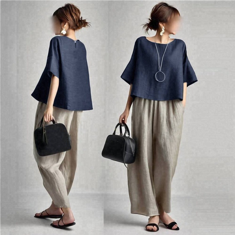 Two Pieces Women Pant Sets Sol - مراجعة Linen Pant Wide وسعره