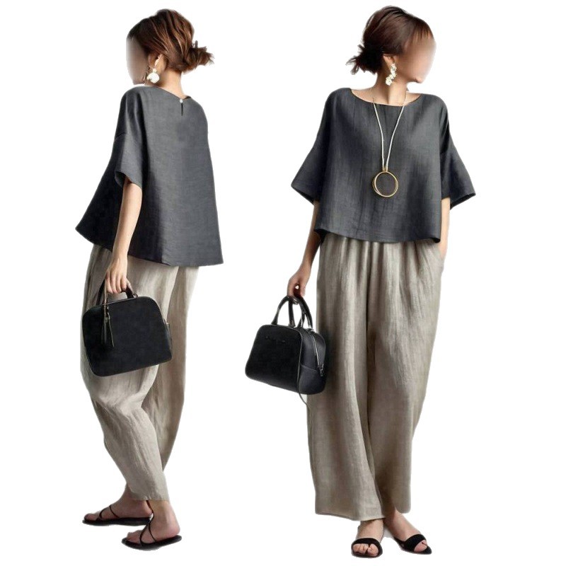 Two Pieces Women Pant Sets Sol - مراجعة Linen Pant Wide وسعره