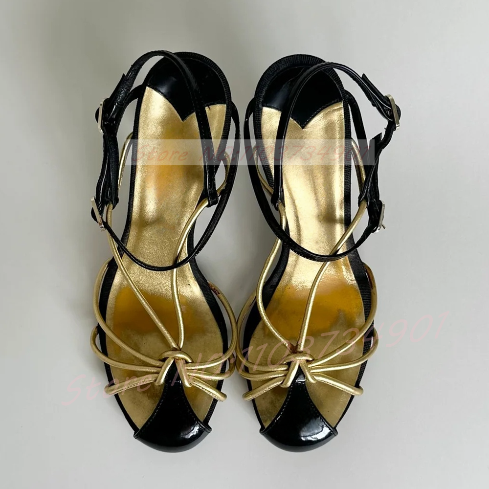 Gold Caged Strappy Knot Sandal - مراجعة Sandal Strappy Heeled وسعره