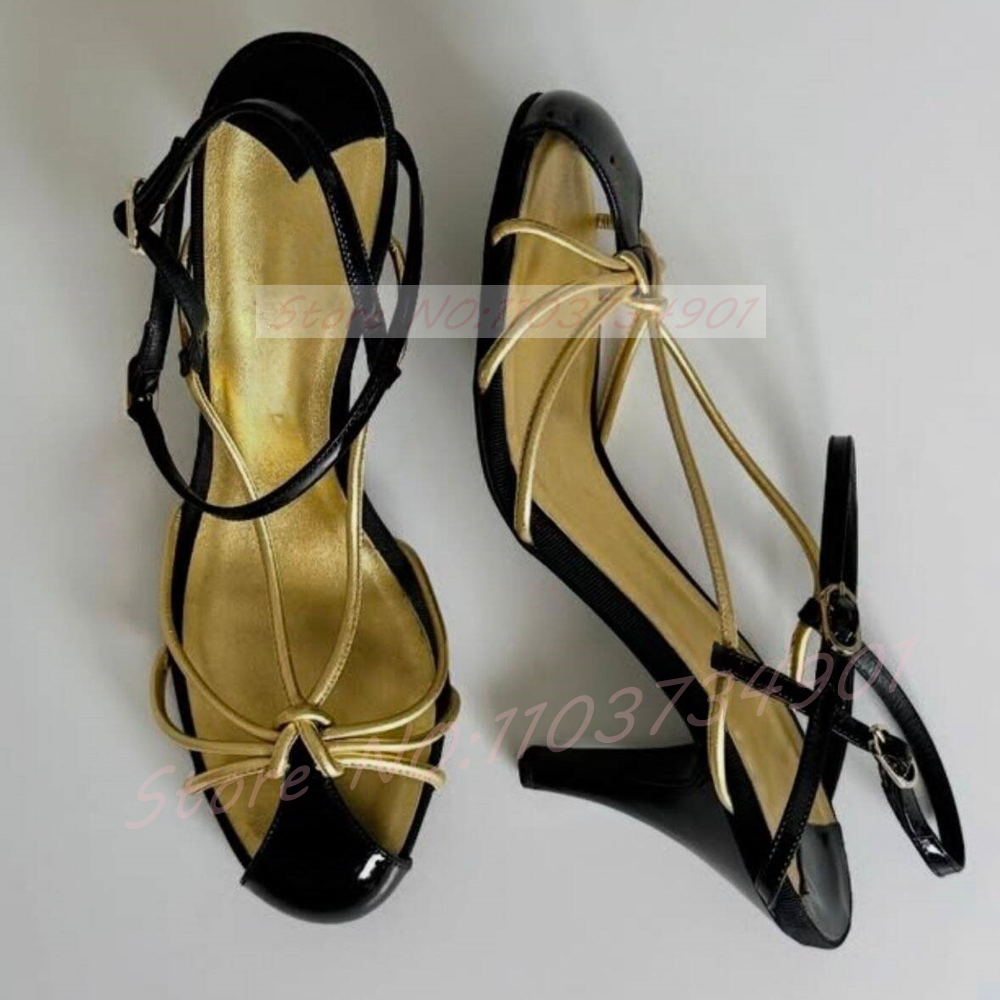Gold Caged Strappy Knot Sandal - مراجعة Sandal Strappy Heeled وسعره