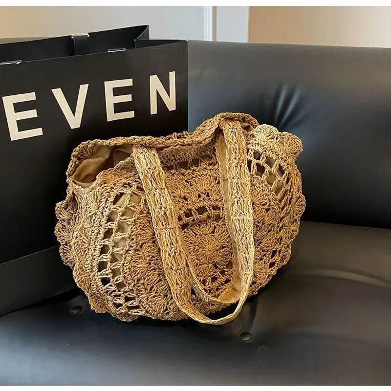 Hand-woven paper rope tote bag - مراجعة Tote Bag Beach وسعره