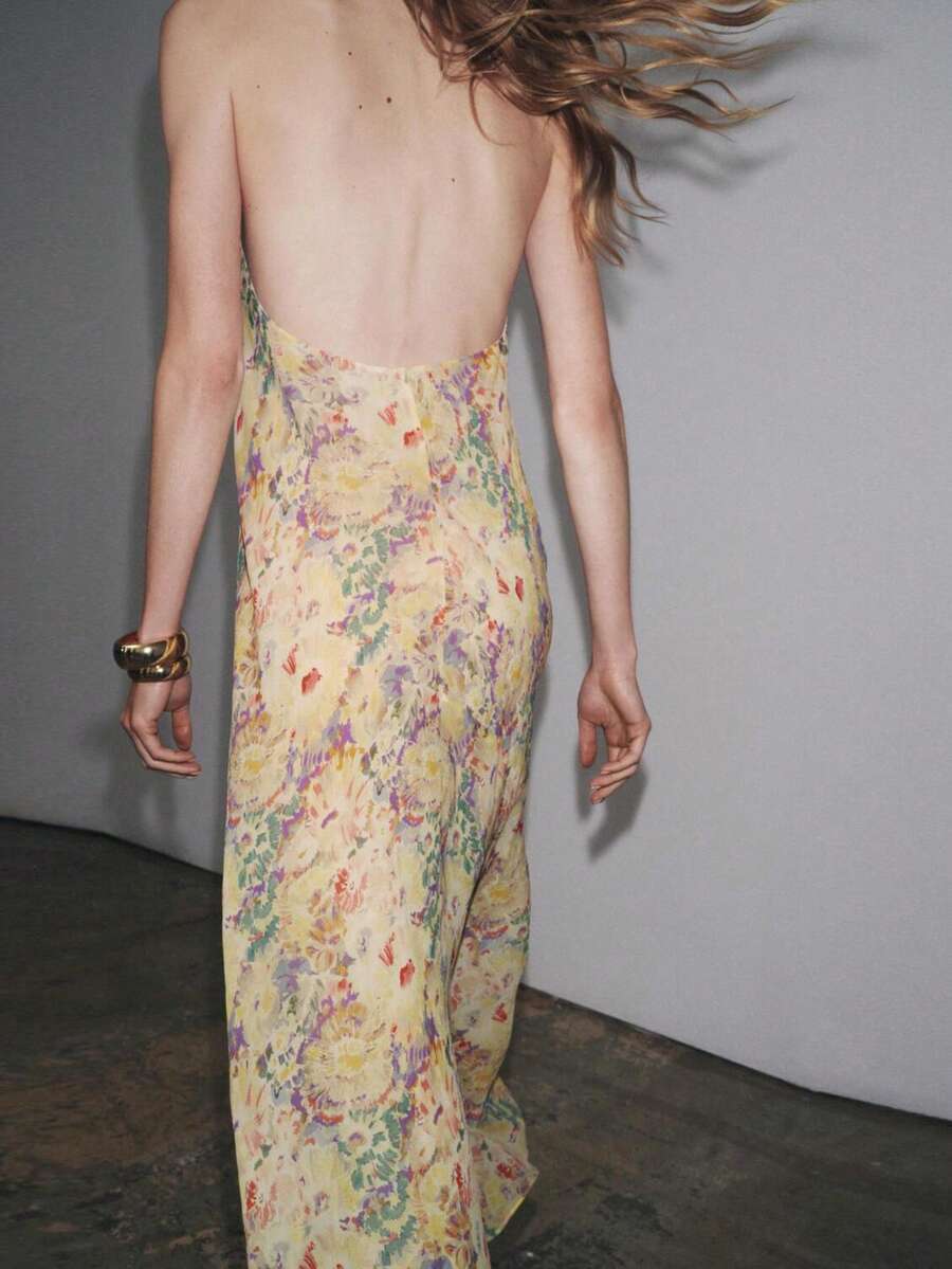 Womens Floral Maxi Halter Back - مراجعة Maxi Dress Halter وسعره