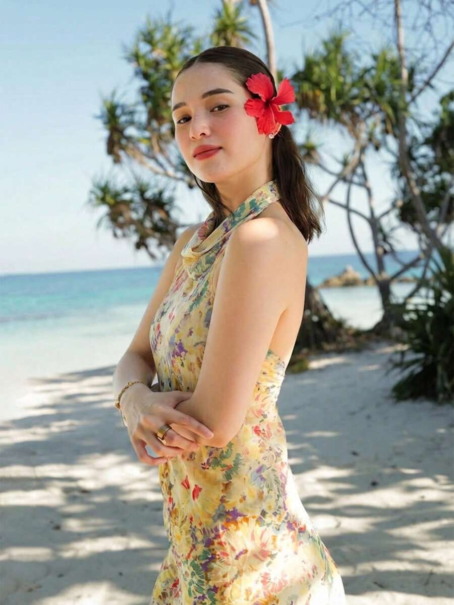 Womens Floral Maxi Halter Back - مراجعة Maxi Dress Halter وسعره
