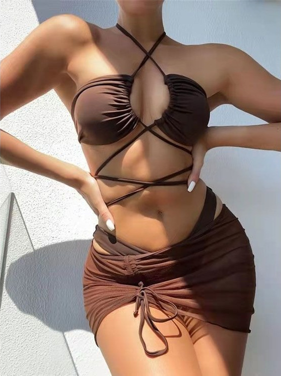 Ladies High Waist Split Bikini - مراجعة Swimsuit Bikini Ruched وسعره