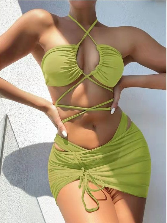Ladies High Waist Split Bikini - مراجعة Swimsuit Bikini Ruched وسعره