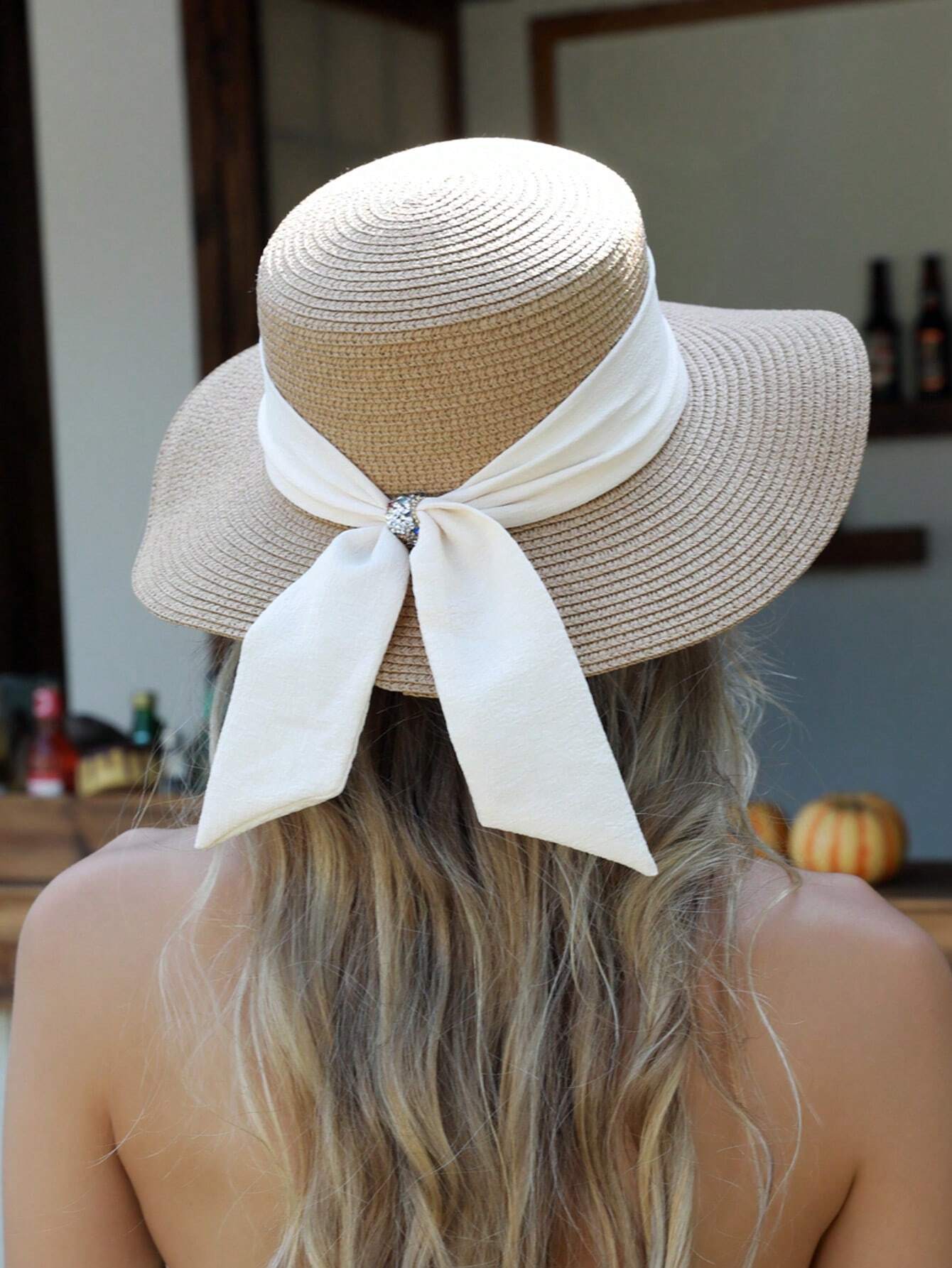 1pc Women Sun Straw Hat Wide B - مراجعة Hat Floppy Wide وسعره