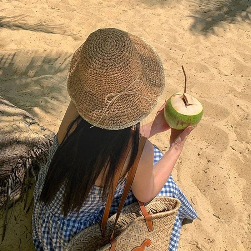 1pc Women's Summer Beach Straw - مراجعة Hat Floppy Wide وسعره