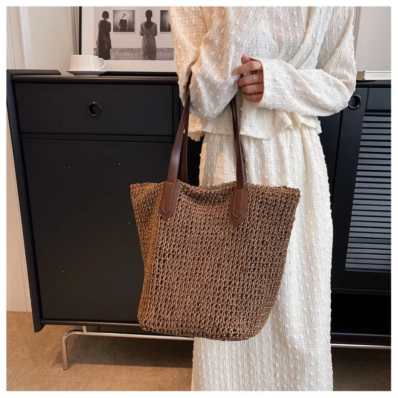 Women's handwoven straw tote b - مراجعة Tote Bag Beach وسعره