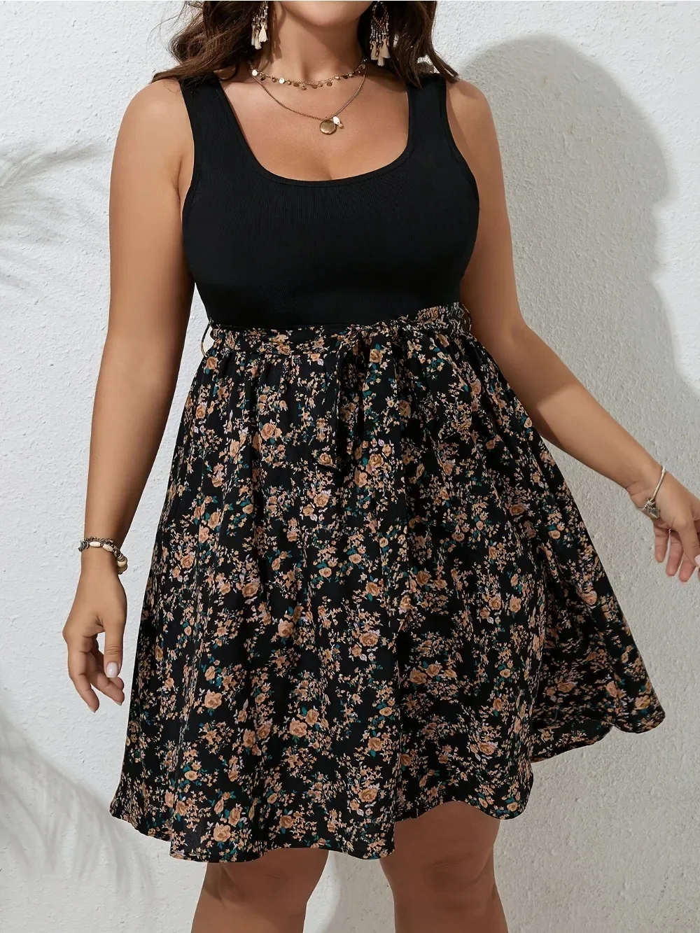 Plus Size Dress Summer Knit Fl - مراجعة Romper Floral Print وسعره