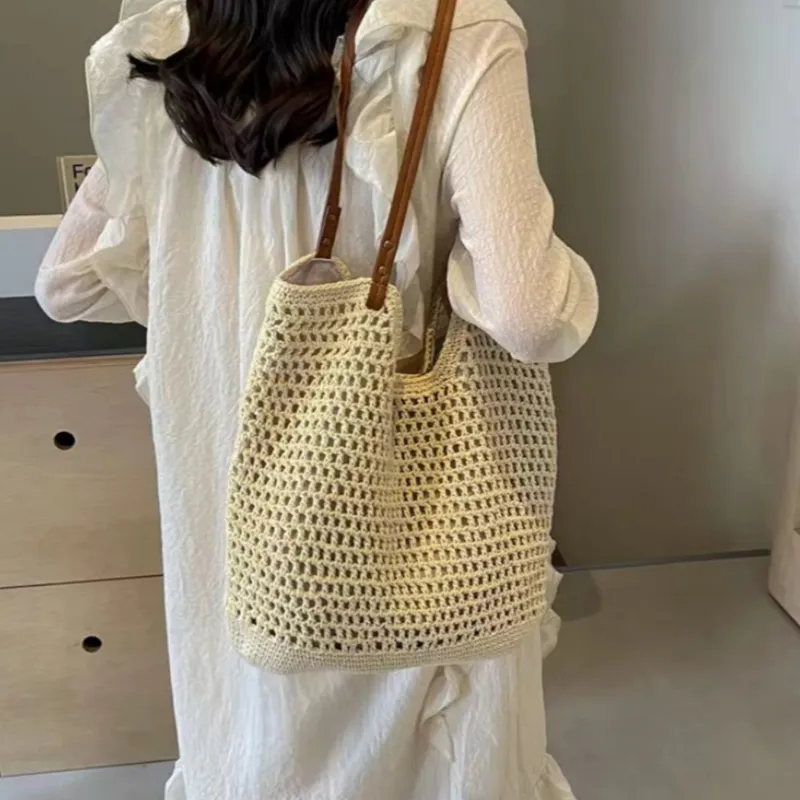 Women's hand-woven straw tote  - مراجعة Tote Bag Beach وسعره