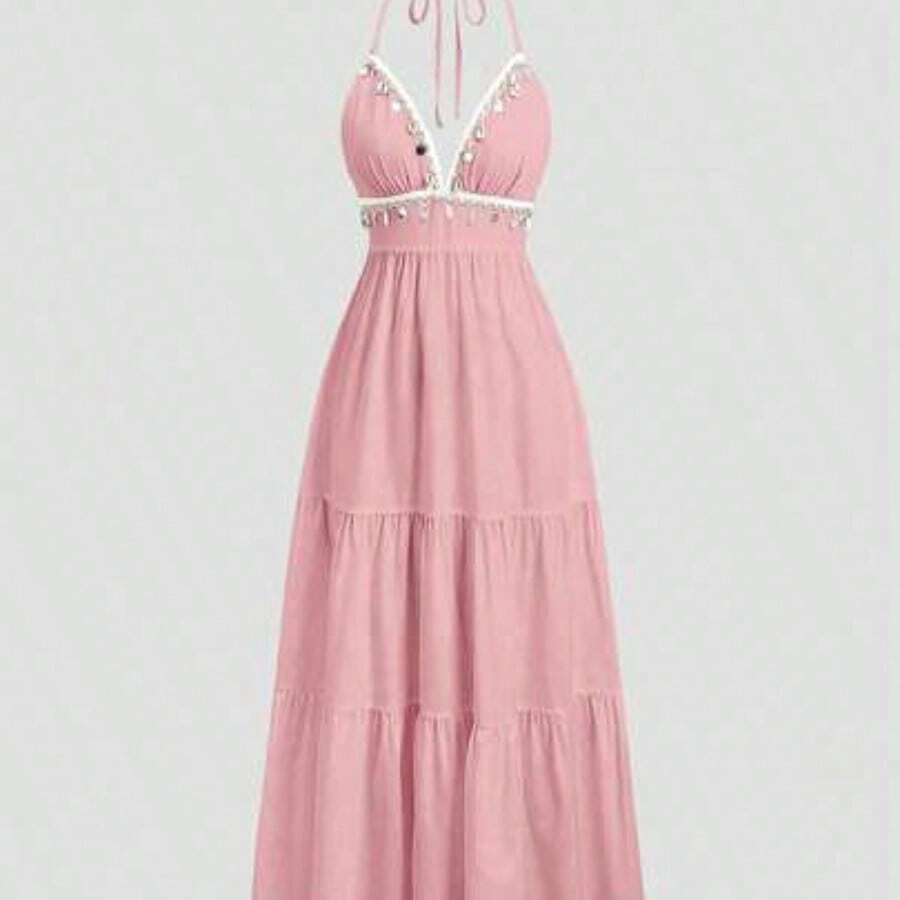 Womens Halter Neck Tiered Maxi - مراجعة Maxi Dress Halter وسعره