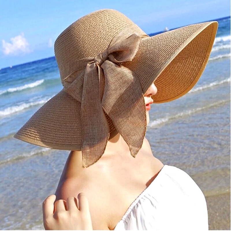 Summer Women Straw Hat Bowknot - مراجعة Hat Floppy Wide وسعره