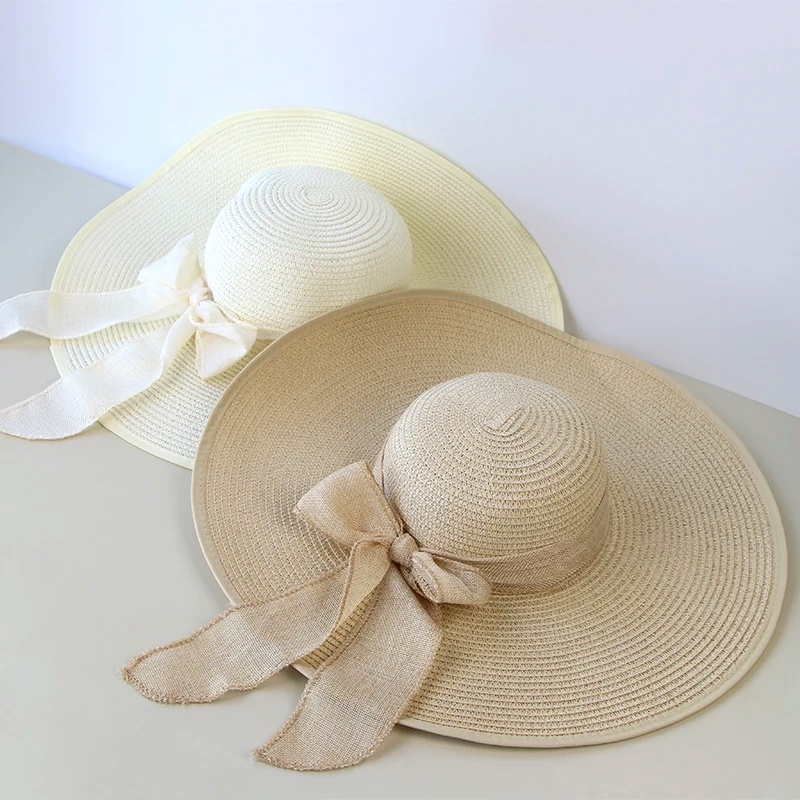 Summer Women Straw Hat Bowknot - مراجعة Hat Floppy Wide وسعره