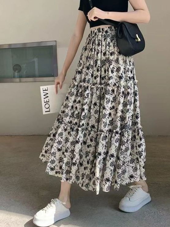 Floral Print A-Line Midi Skirt - مراجعة Midi Skirt Floral وسعره