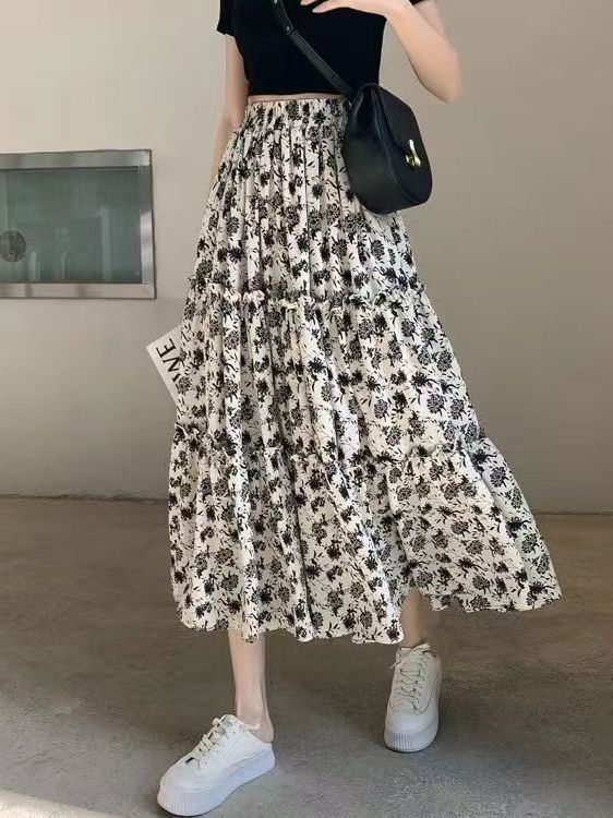 Floral Print A-Line Midi Skirt - مراجعة Midi Skirt Floral وسعره